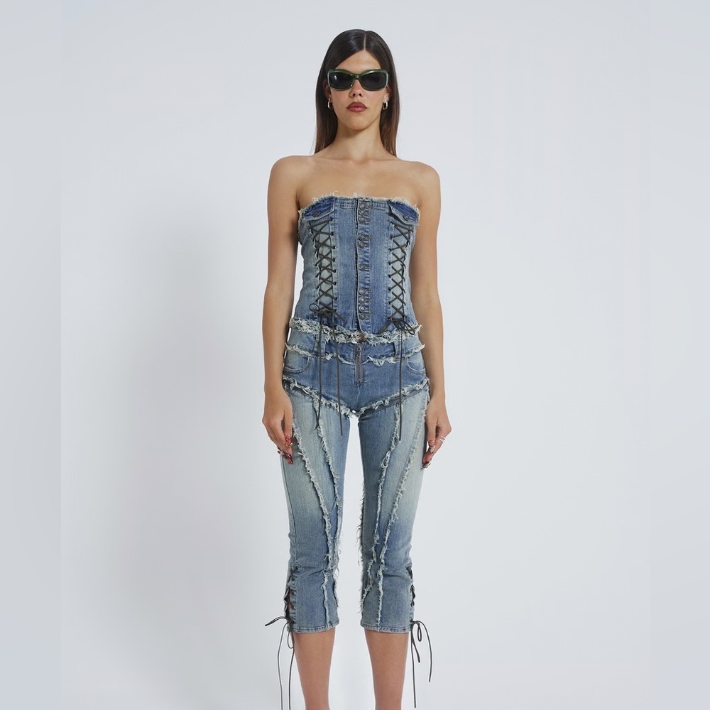 Jaded London Blue Denim Jumpsuit